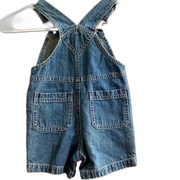 CARTERS Denim Jean Shortalls Overalls TEDDY BEAR Snap Bottom Buckle 12 Months - Picture 6 of 13
